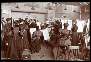 William Chase Teaching an Art Class of Female Students